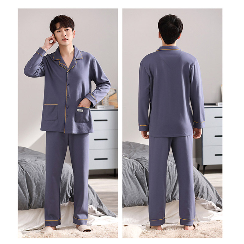パジャマ メンズ コットン セットアップ 春秋 寝巻き ルームウェア プレゼント 父の日 紳士 部屋着 ナイトウェア 2点セット 前開き 記念日 長袖 ウエストゴム 