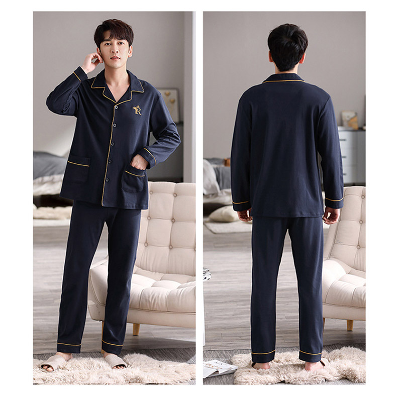 パジャマ メンズ コットン セットアップ 春秋 寝巻き ルームウェア プレゼント 父の日 紳士 部屋着 ナイトウェア 2点セット 前開き 記念日 長袖 ウエストゴム 