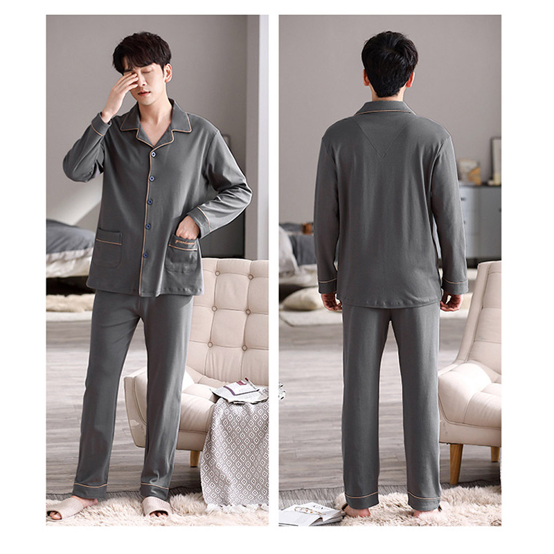 パジャマ メンズ コットン セットアップ 春秋 寝巻き ルームウェア プレゼント 父の日 紳士 部屋着 ナイトウェア 2点セット 前開き 記念日 長袖 ウエストゴム 