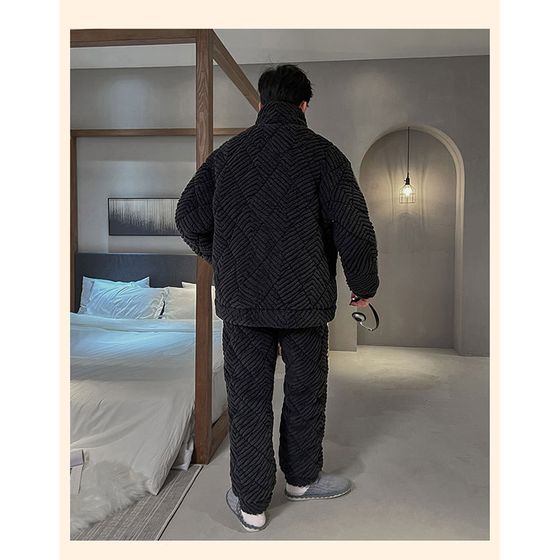 もこもこ パジャマ メンズ 冬用 厚手 モコモコ 長袖 暖かい 前開き 寝巻き フランネルあったか 防寒 お洒落 カジュアル 部屋着 ルームウェア ナイトウェア 