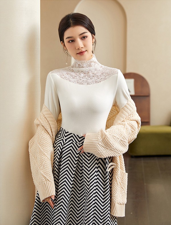 レース トップス レース ブラウス 総レース インナー シースルー 韓国 レディース トップスハイネック ファッション 長袖 立ち襟 無地 