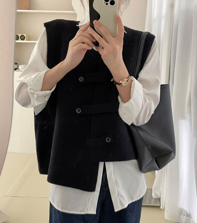 ニットベスト レディース 前開き ショート丈 トップス ノースリーブ 送料無料 レイヤード カーディガン ゆったり 通学 重ね着 カジュアル 秋 シンプル 通勤 