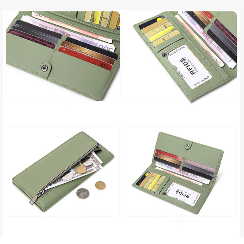 長財布 薄い レディース 薄型 スリム 軽量 PU 可愛い ファスナー スマート 極薄 スキミング防止 カード入れ 小銭入れ レザー 札入れ おしゃれ 
