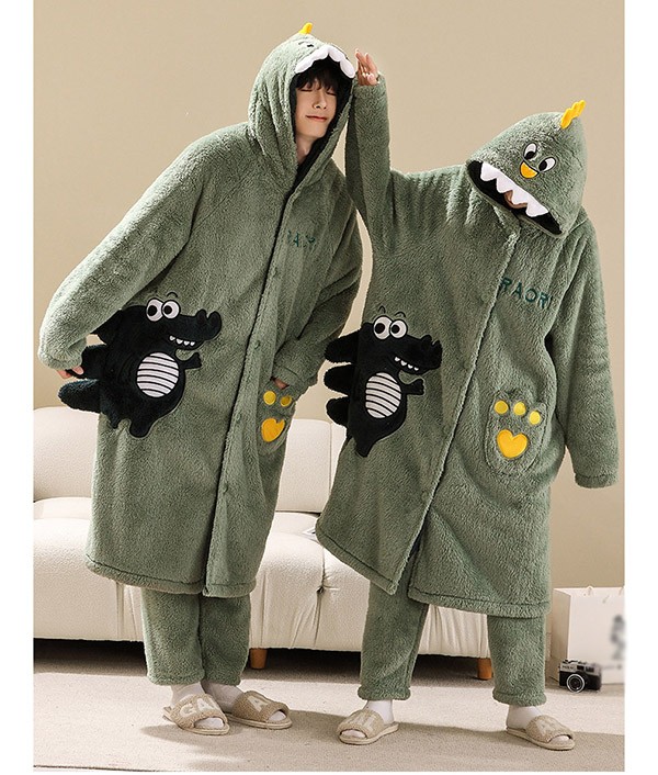 ペアパジャマ 冬 着る毛布 ルームウェア ガウン ナイトガウン パジャマ もこもこ 長袖 前開き 暖かい フード付 プレゼント お揃いペア 部屋着 ロング丈 