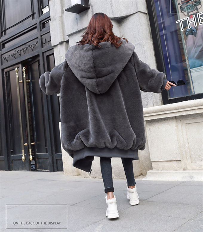 ファーコート レディース 毛皮コート レディースファー ウサギの毛皮 フェイクファー フード付き 大きいサイズ 冬服 ロングコート きれいめ 防寒 暖かい 