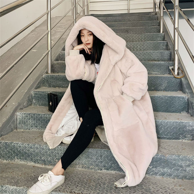ファーコート レディース 毛皮コート レディースファー ウサギの毛皮 フェイクファー フード付き 大きいサイズ 冬服 ロングコート きれいめ 防寒 暖かい 