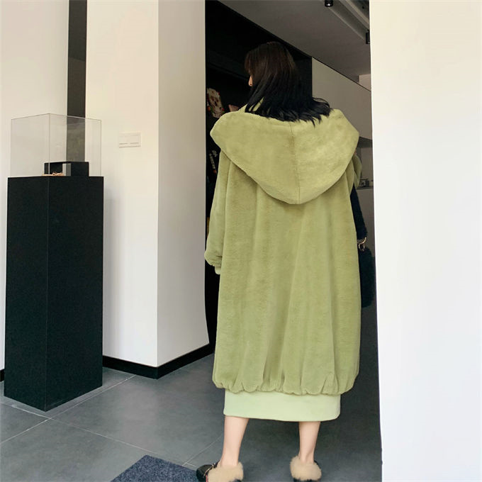 ファーコート レディース 毛皮コート レディースファー ウサギの毛皮 フェイクファー フード付き 大きいサイズ 冬服 ロングコート きれいめ 防寒 暖かい 