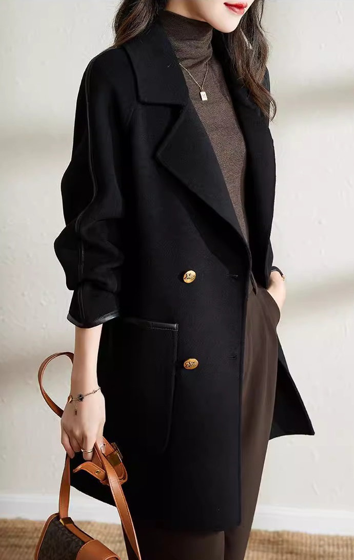 チェスターコート レディース 冬 ミドル丈 コート レディース レディース コート 黒 ロングコート チェスターコート 冬 チェスターコート ロング ダブルボタン 