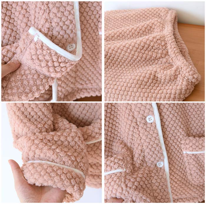 着る毛布パジャマ 上下セット もこもこルームウェア 厚手 裏起毛 無地 防寒対策 足元の裾上げ防止 首元の冷え防止 あたたかファイバー 