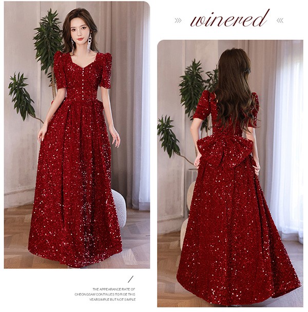 ロングドレス 演奏会 袖付き ドレス 大人 ピアノ 演奏会用ドレス 発表会 Vネック パーティードレス 