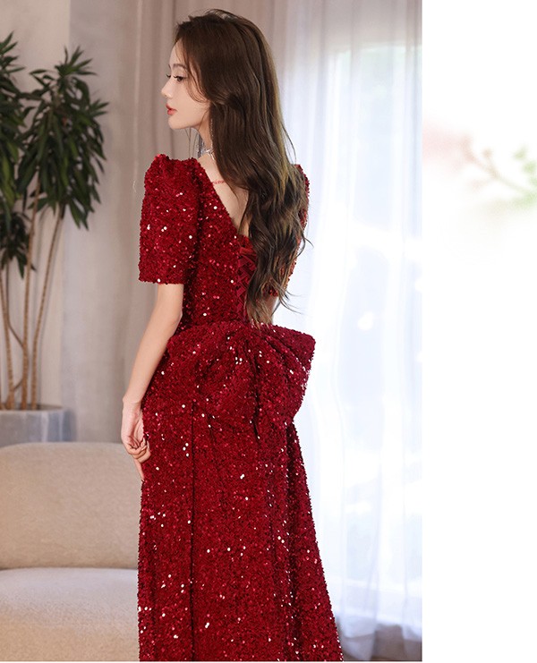 ロングドレス 演奏会 袖付き ドレス 大人 ピアノ 演奏会用ドレス 発表会 Vネック パーティードレス 