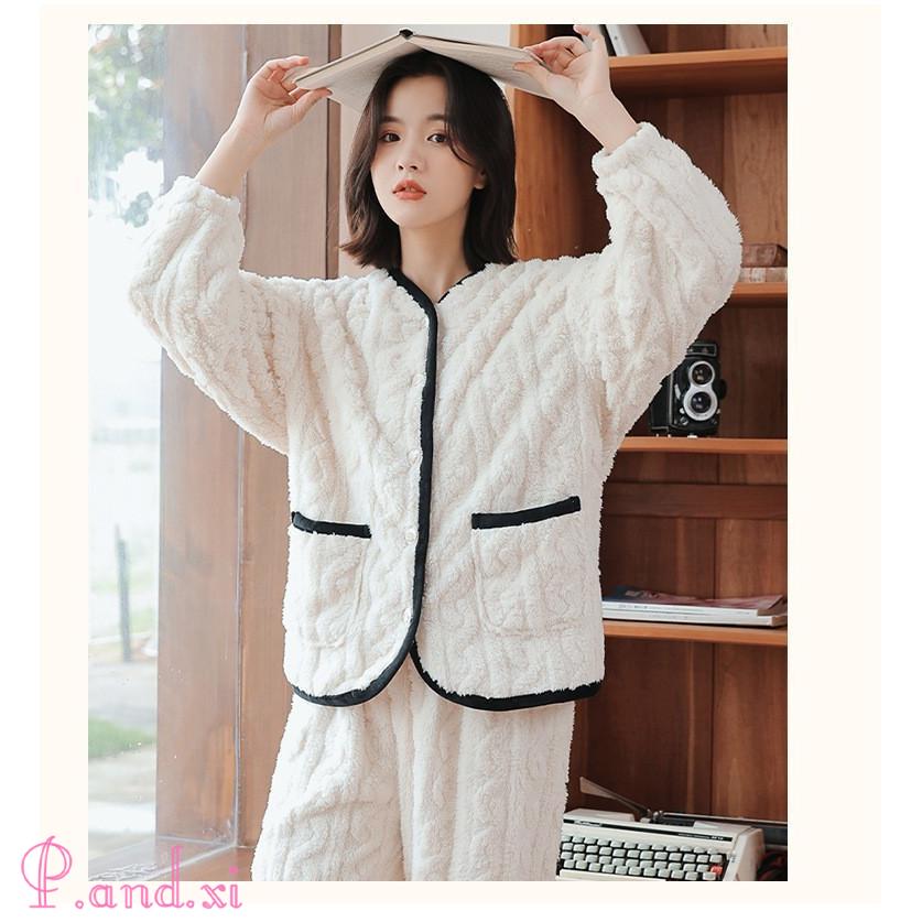 ルームウェア 上下セット 冬 パジャマ レディース 長袖 もこもこ 前開き モコモコ かわいい 部屋着 パジャマ ルームウェア 秋冬 あったかい上下 レディース 