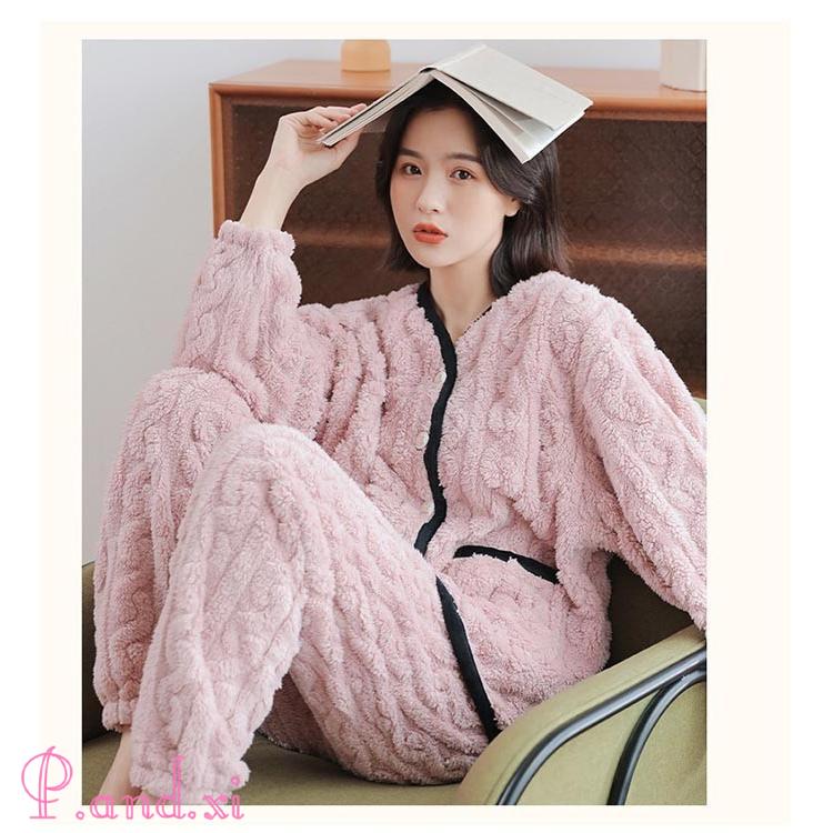 ルームウェア 上下セット 冬 パジャマ レディース 長袖 もこもこ 前開き モコモコ かわいい 部屋着 パジャマ ルームウェア 秋冬 あったかい上下 レディース 