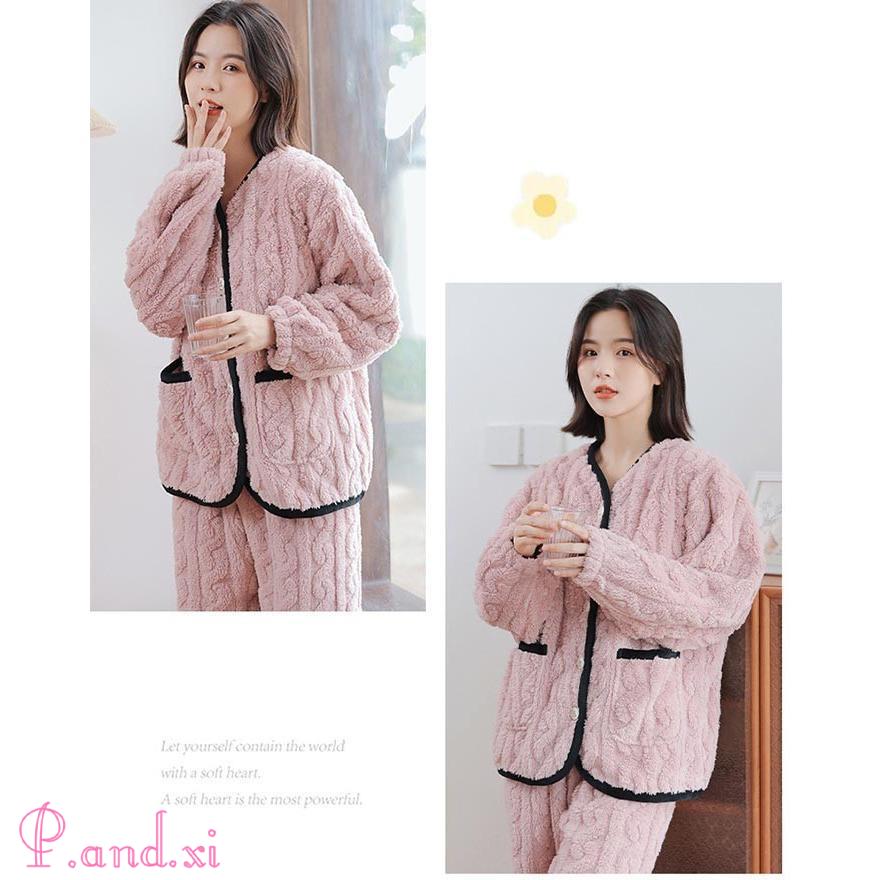 ルームウェア 上下セット 冬 パジャマ レディース 長袖 もこもこ 前開き モコモコ かわいい 部屋着 パジャマ ルームウェア 秋冬 あったかい上下 レディース 