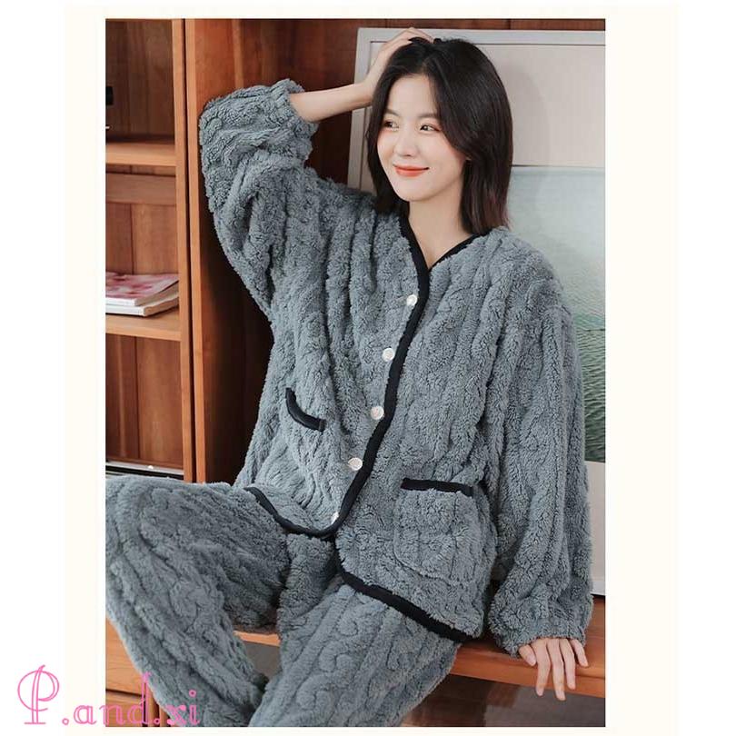ルームウェア 上下セット 冬 パジャマ レディース 長袖 もこもこ 前開き モコモコ かわいい 部屋着 パジャマ ルームウェア 秋冬 あったかい上下 レディース 