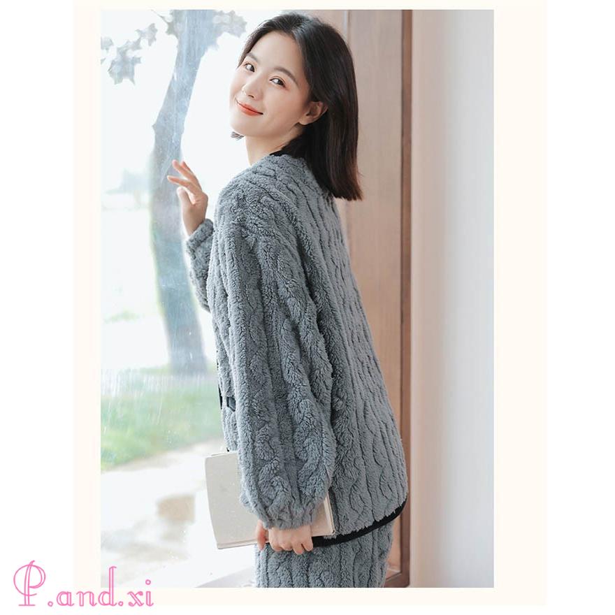 ルームウェア 上下セット 冬 パジャマ レディース 長袖 もこもこ 前開き モコモコ かわいい 部屋着 パジャマ ルームウェア 秋冬 あったかい上下 レディース 