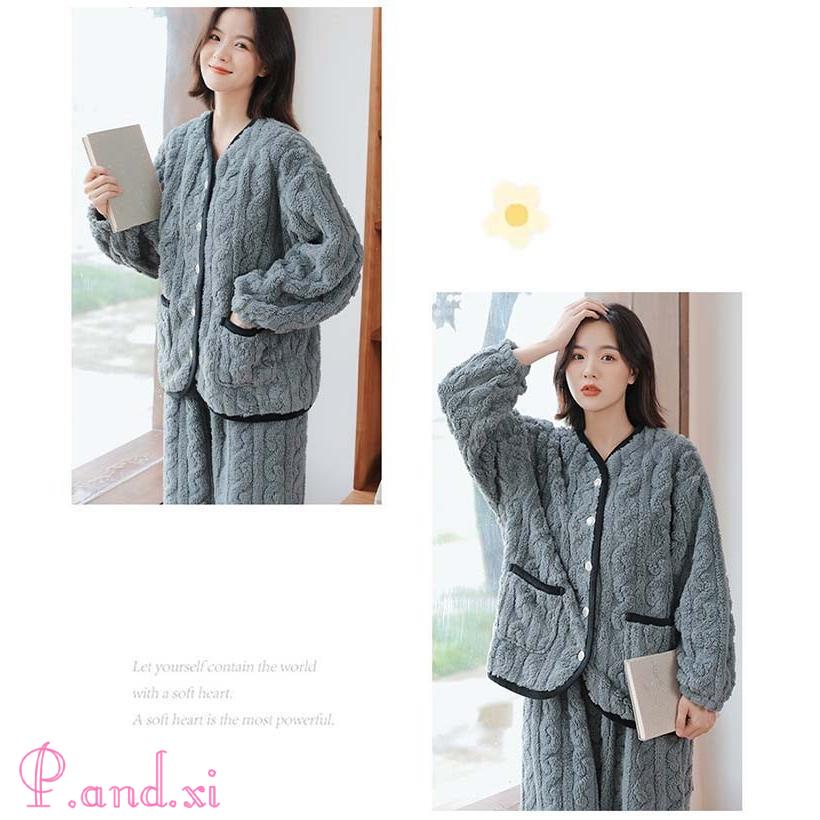 ルームウェア 上下セット 冬 パジャマ レディース 長袖 もこもこ 前開き モコモコ かわいい 部屋着 パジャマ ルームウェア 秋冬 あったかい上下 レディース 