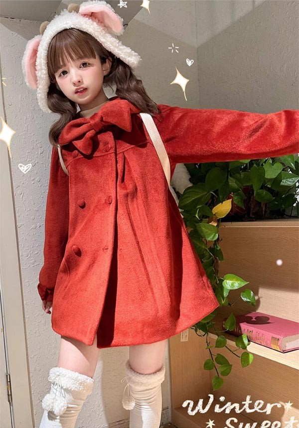 ステンカラーコート 冬服 リボン レディース ジャケット ショート丈 ロリータコート トップス ロリータアウター コート アウター 