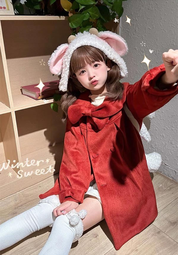 ステンカラーコート 冬服 リボン レディース ジャケット ショート丈 ロリータコート トップス ロリータアウター コート アウター 