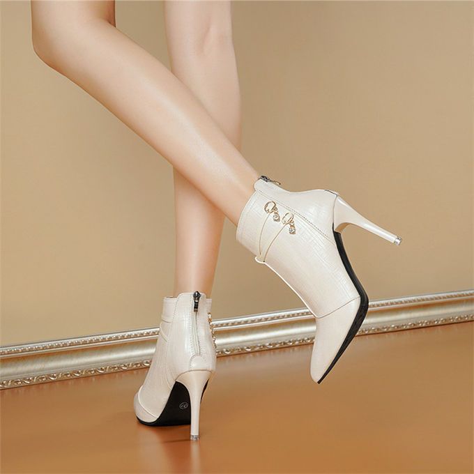 ファスナー付きショートブーツ レディース ポインテッドトゥ ピンヒール スムース 合成皮革 送料無料 美脚 婦人靴 シューズ走れる 歩きやすい カジュアル 