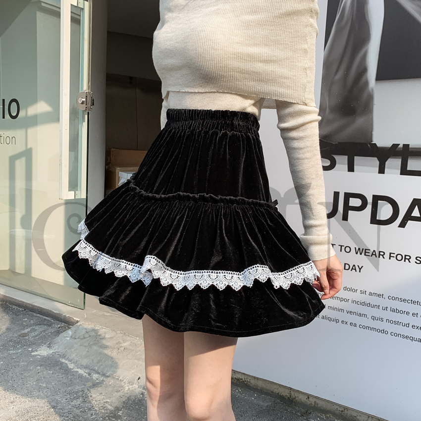春ベルベットスカートレディース スカート ベルベットスカート ハイウエストフレアスカートミニスカート 着痩せ カジュアル 通勤 オシャレ お出かけ秋冬 気質 