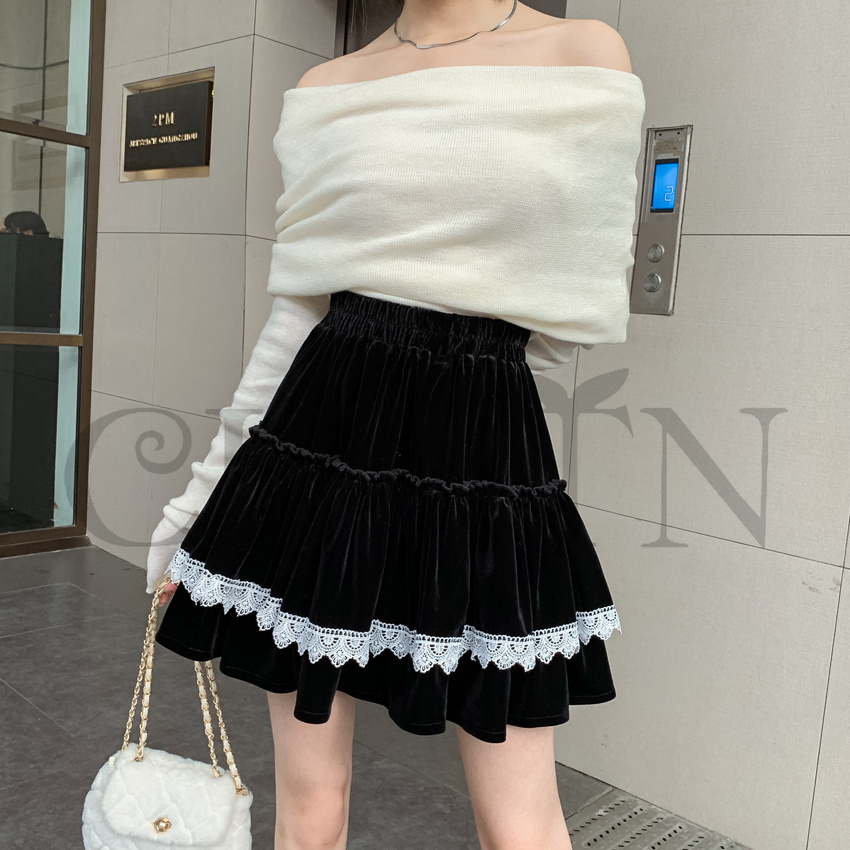 春ベルベットスカートレディース スカート ベルベットスカート ハイウエストフレアスカートミニスカート 着痩せ カジュアル 通勤 オシャレ お出かけ秋冬 気質 