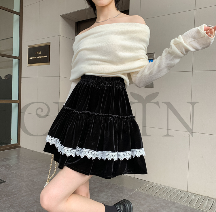 春ベルベットスカートレディース スカート ベルベットスカート ハイウエストフレアスカートミニスカート 着痩せ カジュアル 通勤 オシャレ お出かけ秋冬 気質 