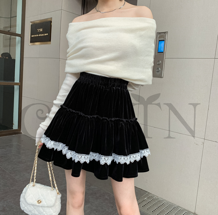 春ベルベットスカートレディース スカート ベルベットスカート ハイウエストフレアスカートミニスカート 着痩せ カジュアル 通勤 オシャレ お出かけ秋冬 気質 