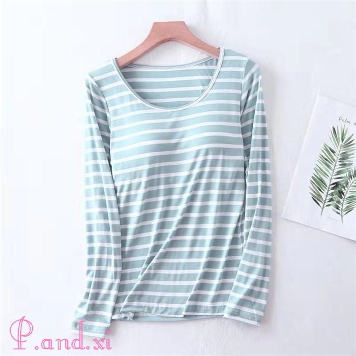 パジャマ レディース ルームウェア 長袖 部屋着 セットアップ 秋 上下セット カップ付き 女性用 2点セット 柔らかめ 寝間着 寝巻き 冬 ストライプ リラックス 