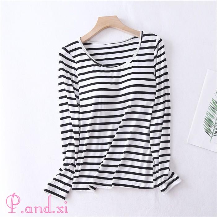 パジャマ レディース ルームウェア 長袖 部屋着 セットアップ 秋 上下セット カップ付き 女性用 2点セット 柔らかめ 寝間着 寝巻き 冬 ストライプ リラックス 