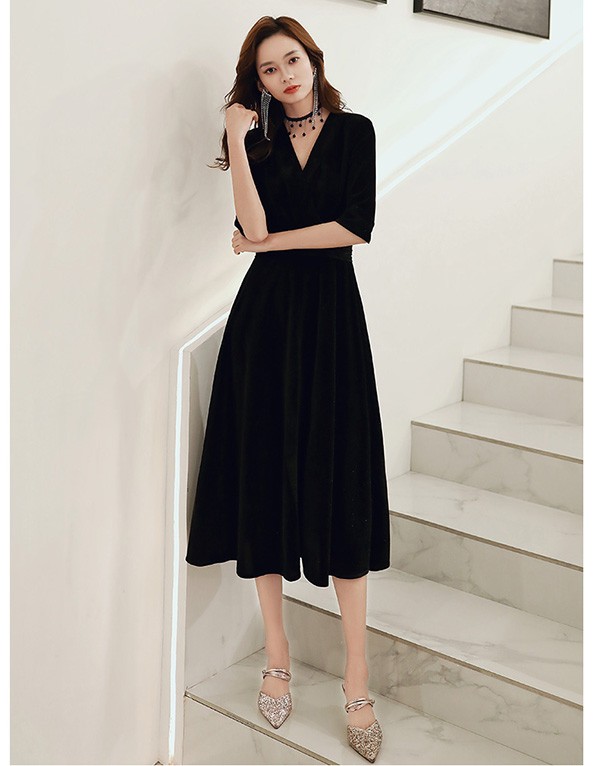 パーティードレス ミモレ丈 結婚式 ワンピース 結婚式ドレス 袖あり ドレス 大きいサイズ Vネック お呼ばれ 母親 ドレス 