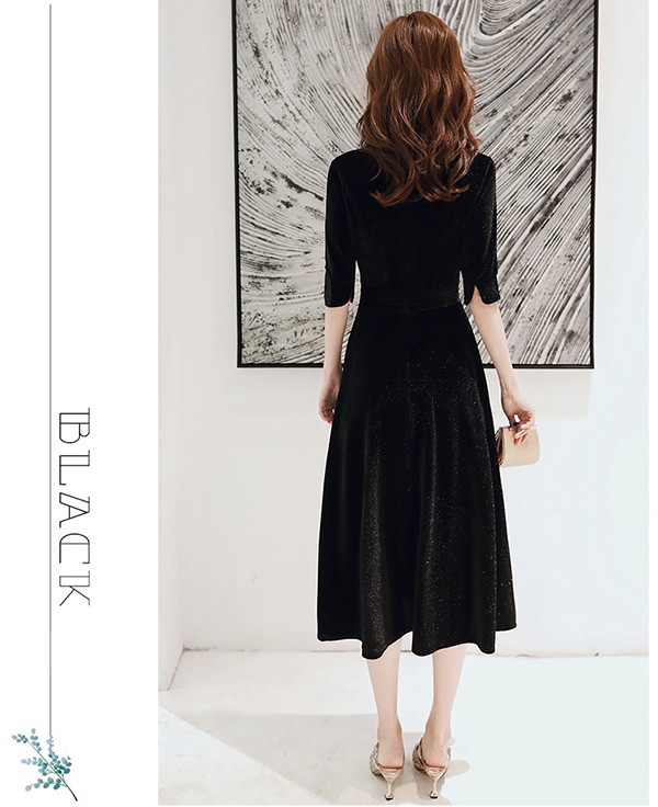 パーティードレス ミモレ丈 結婚式 ワンピース 結婚式ドレス 袖あり ドレス 大きいサイズ Vネック お呼ばれ 母親 ドレス 