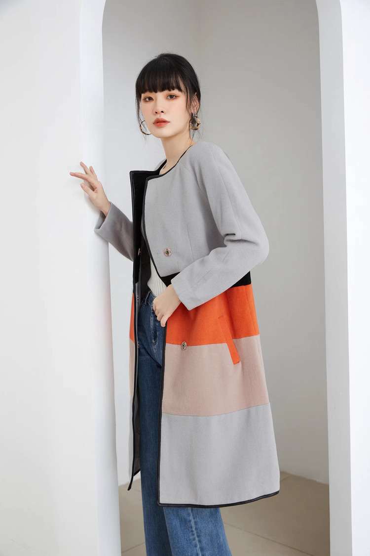 ノーカラーコート レディース 冬 きれいめ アウター レディース レディース デザインコート 韓国 秋冬 ロングコート ラウンドネック カジュアル 黒 コート 