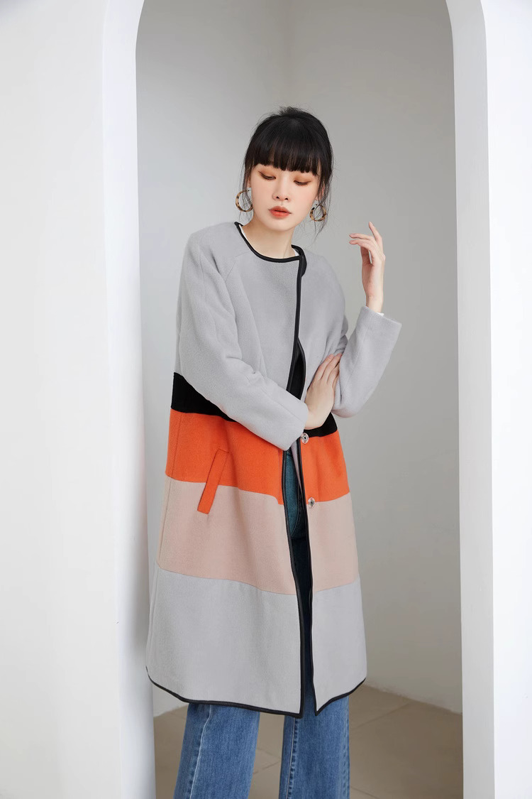 ノーカラーコート レディース 冬 きれいめ アウター レディース レディース デザインコート 韓国 秋冬 ロングコート ラウンドネック カジュアル 黒 コート 