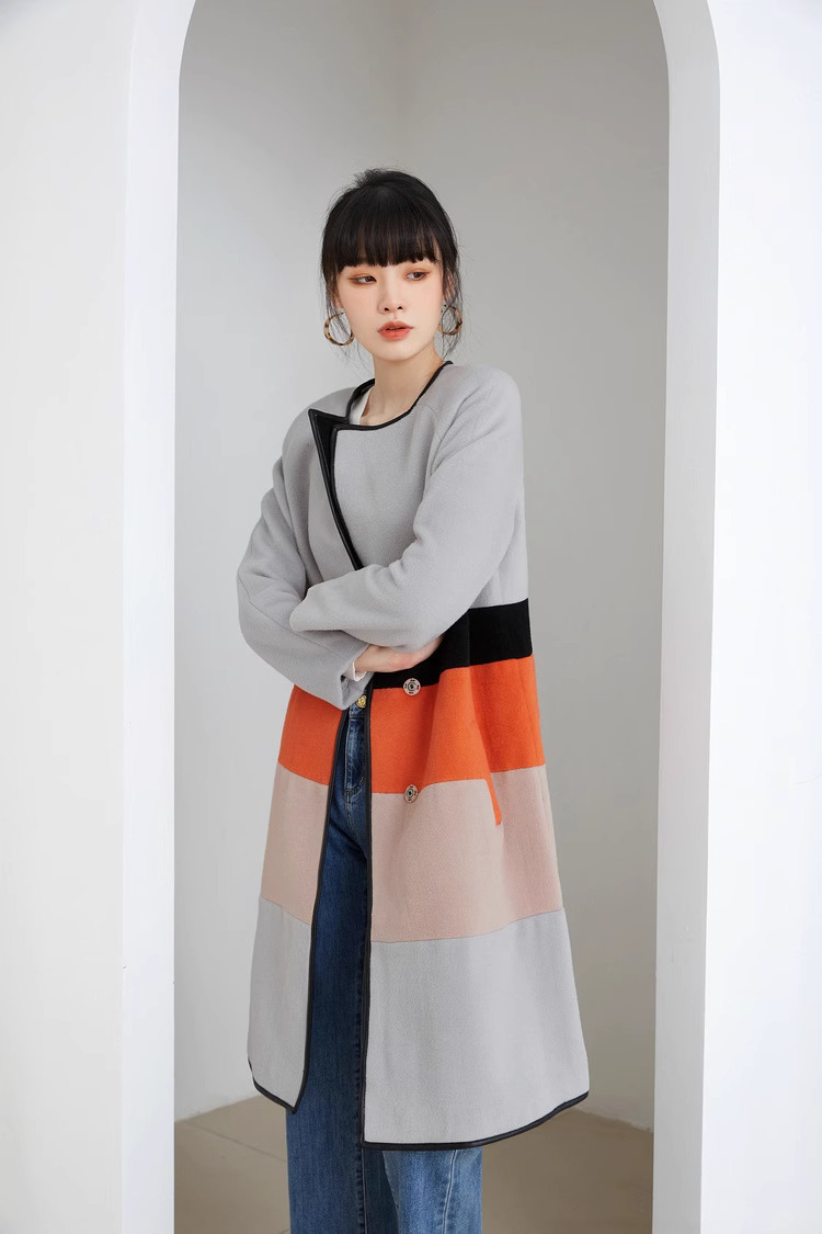 ノーカラーコート レディース 冬 きれいめ アウター レディース レディース デザインコート 韓国 秋冬 ロングコート ラウンドネック カジュアル 黒 コート 