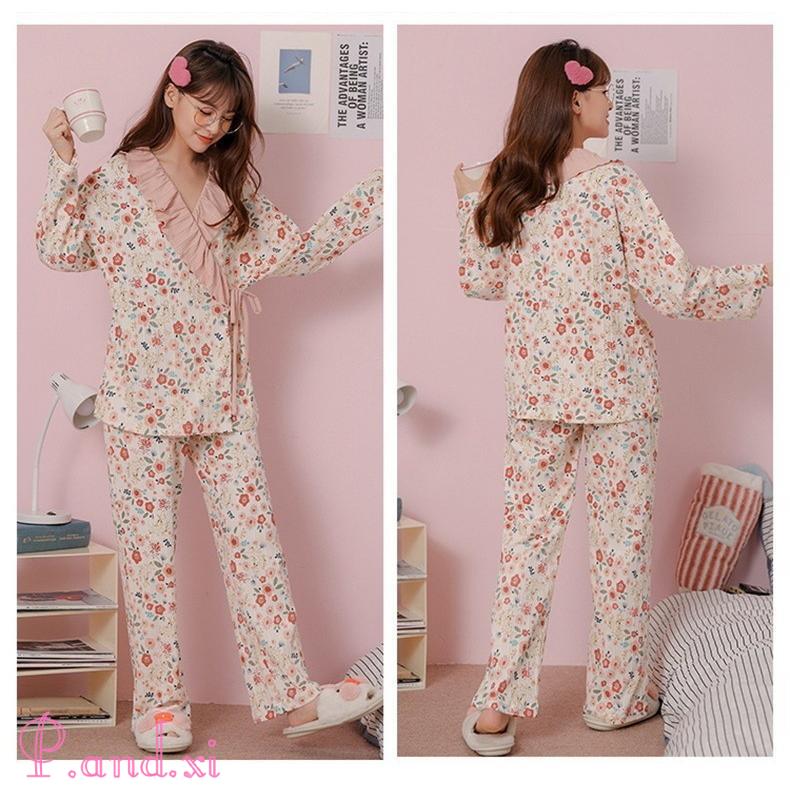 パジャマ ルームウェア レディース 綿 肌触りも良く花柄 パジャマ長袖 ルームウェア ロングパンツ 部屋着 女性 寝巻き 姫系 可愛い 