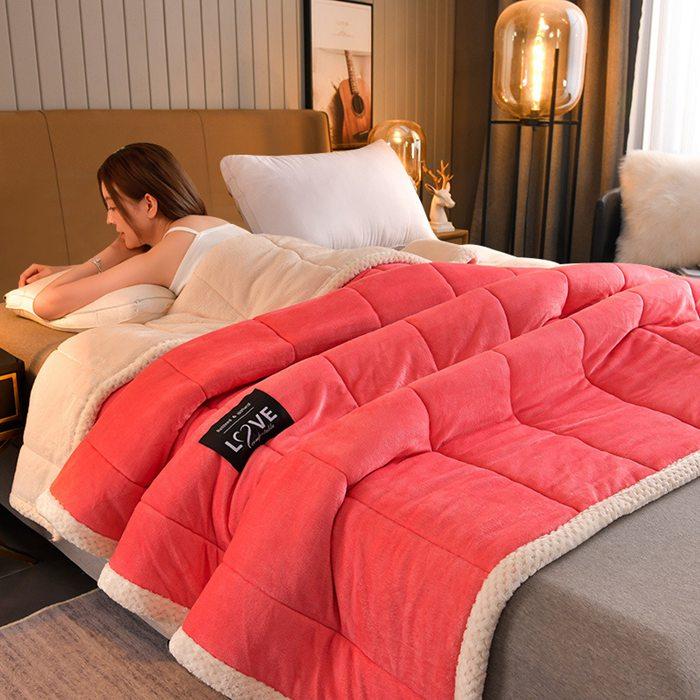 毛布 中わた入り 3層 合わせ毛布 キング 厚手 あったか シープボア 合わせ 三層構造 毛布布団 ブランケット フランネル 毛布 