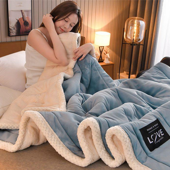 毛布 中わた入り 3層 合わせ毛布 キング 厚手 あったか シープボア 合わせ 三層構造 毛布布団 ブランケット フランネル 毛布 