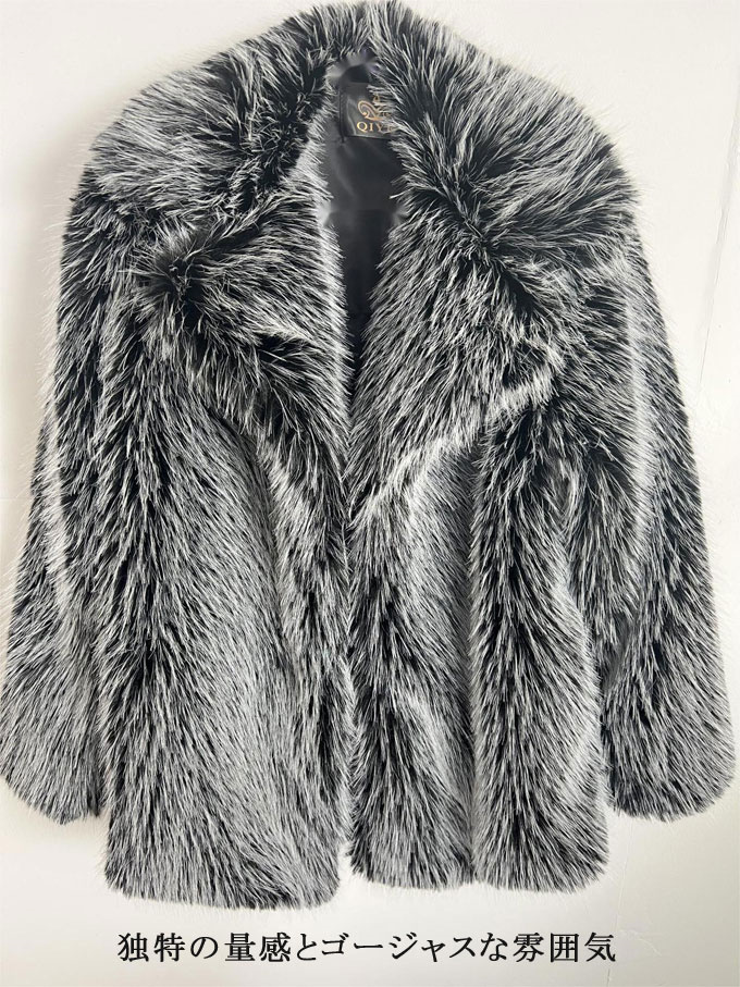 ファーコート レディース 毛皮コート フォックス フェイクファー ショートコート 暖かい 大衿ロッグジャケット アウター 防寒 フード付き 冬服 