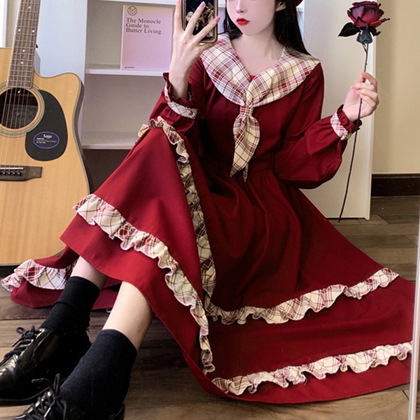 ワンピース 冬服 秋冬 長袖 フレンチ レトロ レディース エレファッション パーティー お出かけ おしゃれ 上品 かわいい 大きいサイズ Aライン 