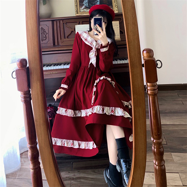 ワンピース 冬服 秋冬 長袖 フレンチ レトロ レディース エレファッション パーティー お出かけ おしゃれ 上品 かわいい 大きいサイズ Aライン 