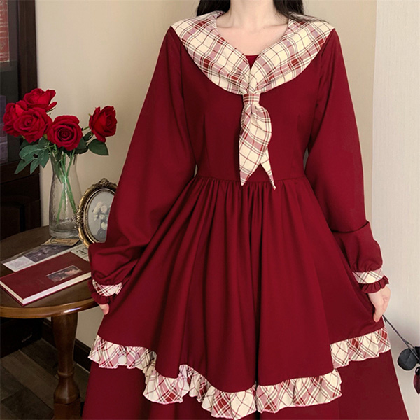ワンピース 冬服 秋冬 長袖 フレンチ レトロ レディース エレファッション パーティー お出かけ おしゃれ 上品 かわいい 大きいサイズ Aライン 