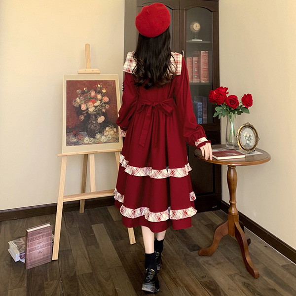 ワンピース 冬服 秋冬 長袖 フレンチ レトロ レディース エレファッション パーティー お出かけ おしゃれ 上品 かわいい 大きいサイズ Aライン 