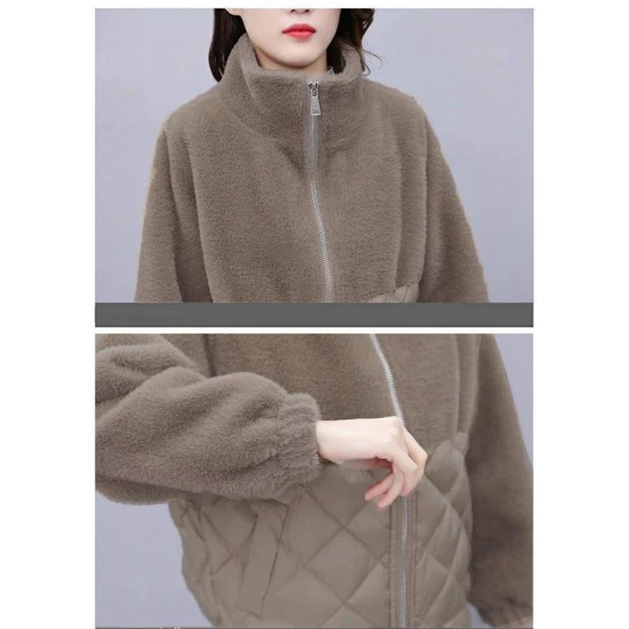 フリースジャケット レディーズ コート 上着 厚手 切り替え アウトドア 防風 秋冬 キャンプ 起毛 軽量 防寒 保温 