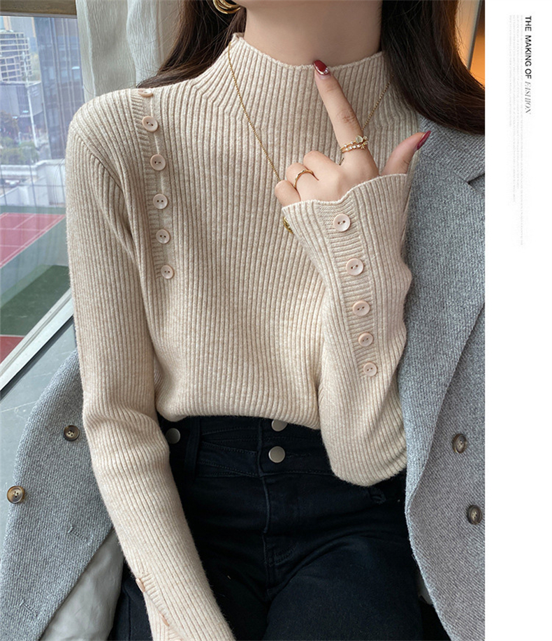 セーターボトリングシャツ女性のための秋冬 2023 新しいスタイル外国スタイルのインナー層厚いハイエンドニットハーフタートルネックホワイトトップ  