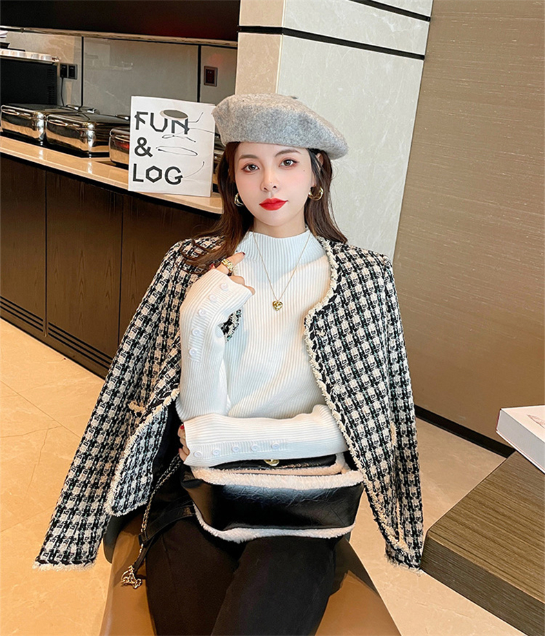 セーターボトリングシャツ女性のための秋冬 2023 新しいスタイル外国スタイルのインナー層厚いハイエンドニットハーフタートルネックホワイトトップ  