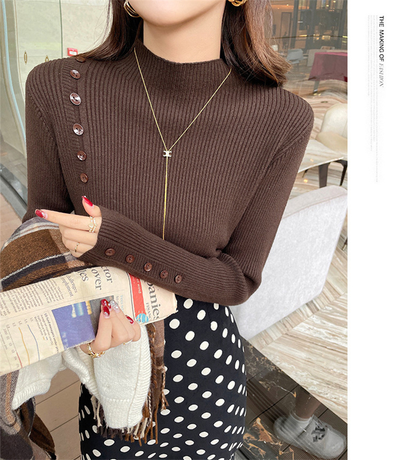 セーターボトリングシャツ女性のための秋冬 2023 新しいスタイル外国スタイルのインナー層厚いハイエンドニットハーフタートルネックホワイトトップ  