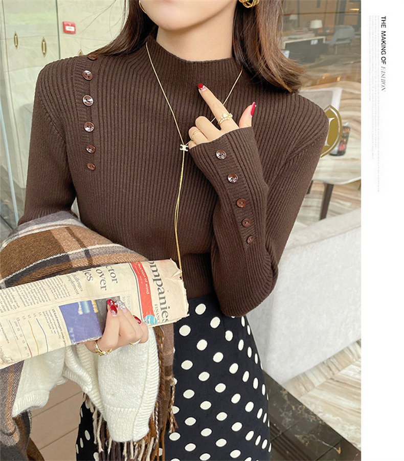 セーターボトリングシャツ女性のための秋冬 2023 新しいスタイル外国スタイルのインナー層厚いハイエンドニットハーフタートルネックホワイトトップ  