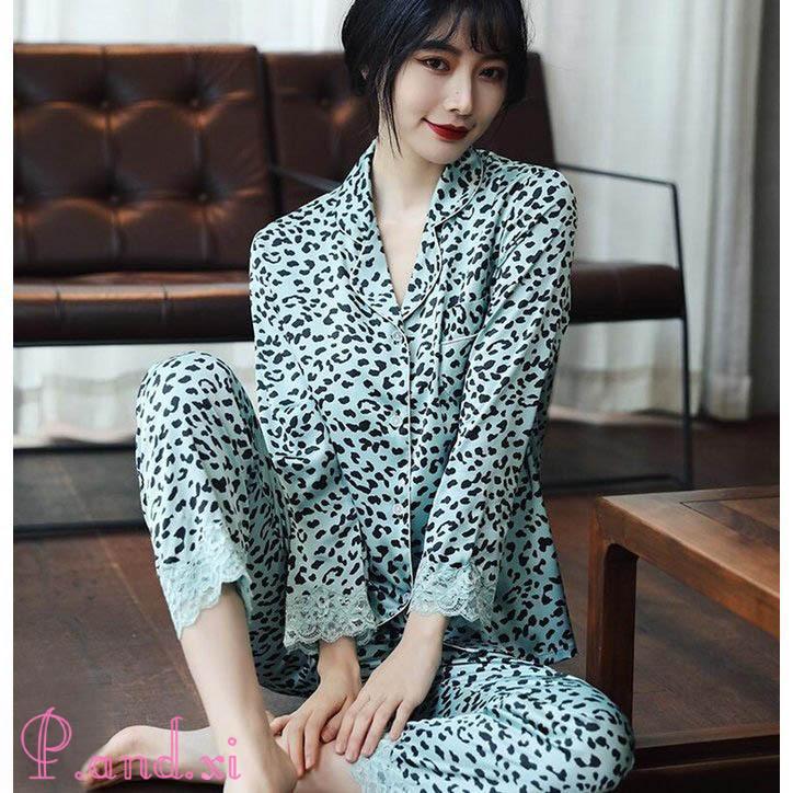 ルームウェア 長袖 レディース 上下セット パジャマ 前開き 部屋着 2点セット セックス セットアップ 着心地良い 上下 ヒョウ柄 パンツ 