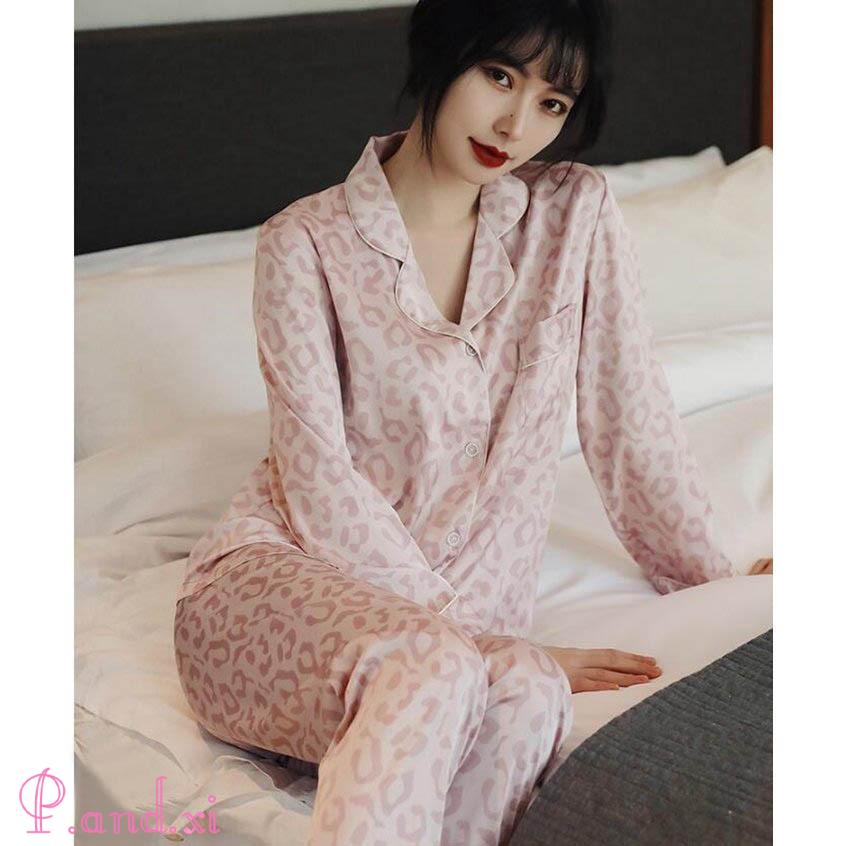 ルームウェア 長袖 レディース 上下セット パジャマ 前開き 部屋着 2点セット セックス セットアップ 着心地良い 上下 ヒョウ柄 パンツ 